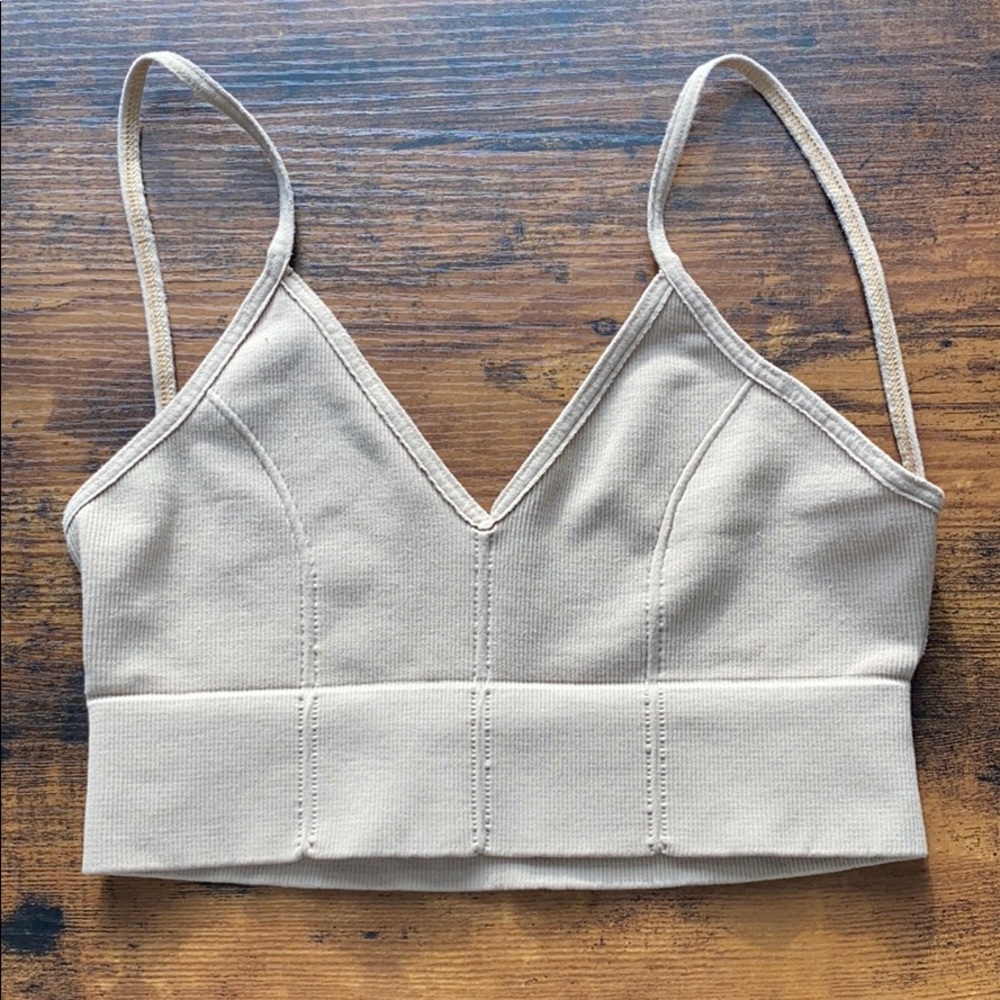 Free People Low Back Seamless Bralette Nude Sz S